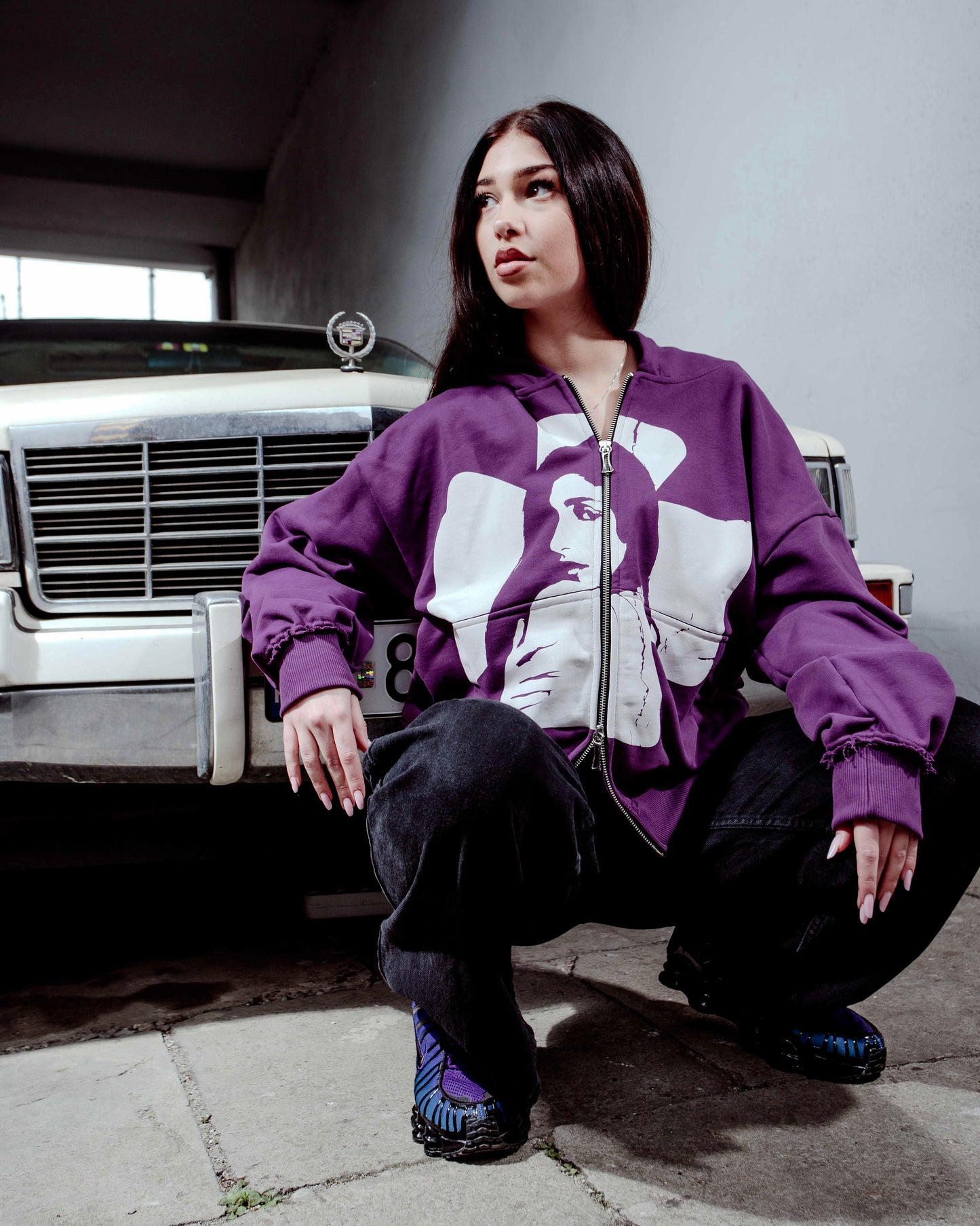 Cross Zip Hoodie Grey