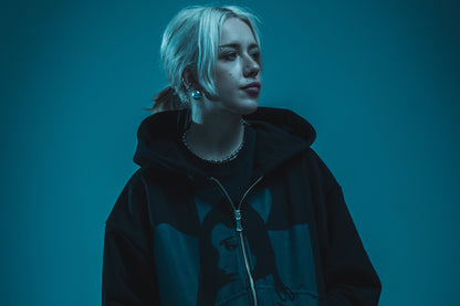 CROSS ZIP HOODIE GREY