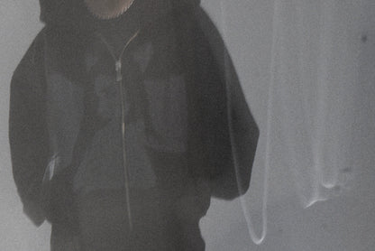 CROSS ZIP HOODIE GREY