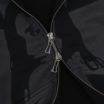 CROSS ZIP HOODIE GREY