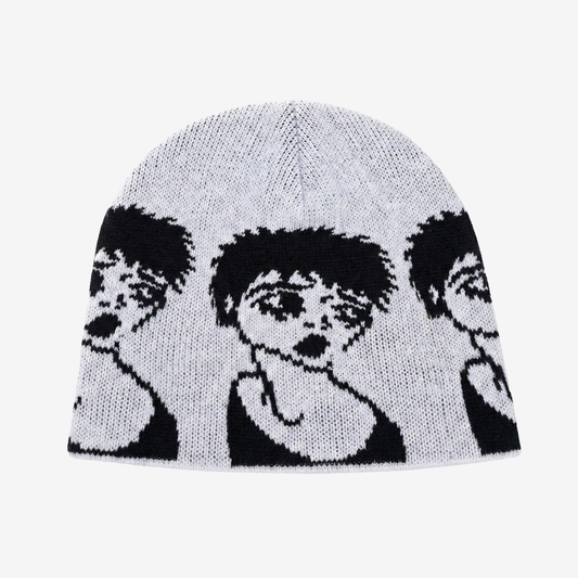EMO WHITE BEANIE