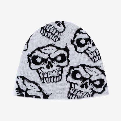 SKULL WHITE BEANIE