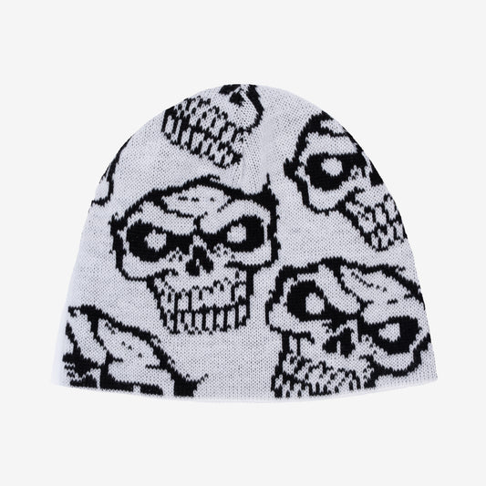 SKULL WHITE BEANIE
