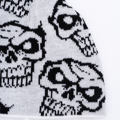 SKULL WHITE BEANIE