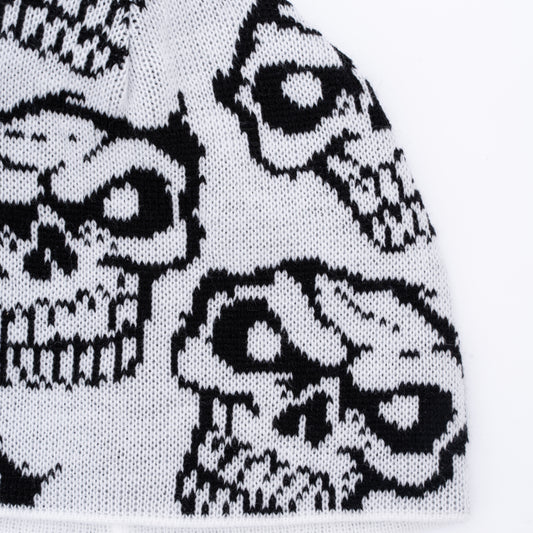 SKULL WHITE BEANIE