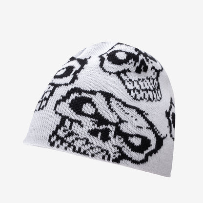 SKULL WHITE BEANIE