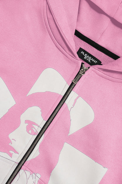 CROSS ZIP HOODIE CANDY PINK