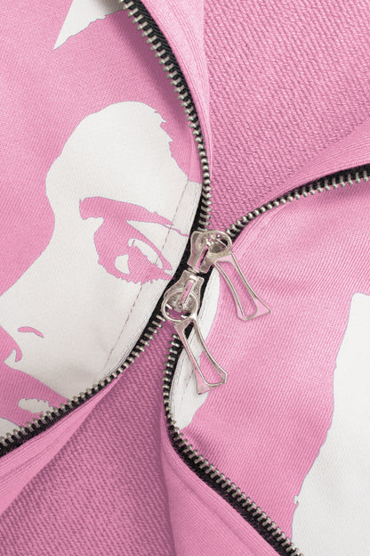 CROSS ZIP HOODIE CANDY PINK