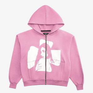 CROSS ZIP HOODIE CANDY PINK