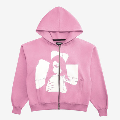 CROSS ZIP HOODIE CANDY PINK