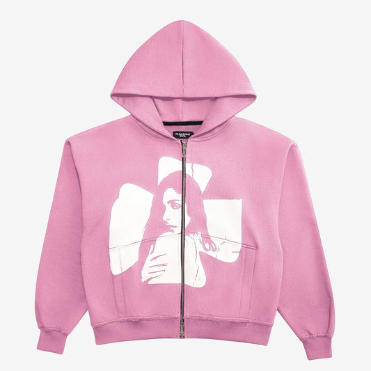 CROSS ZIP HOODIE CANDY PINK
