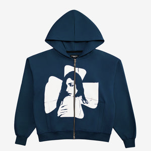 Cross Zip Hoodie Grey
