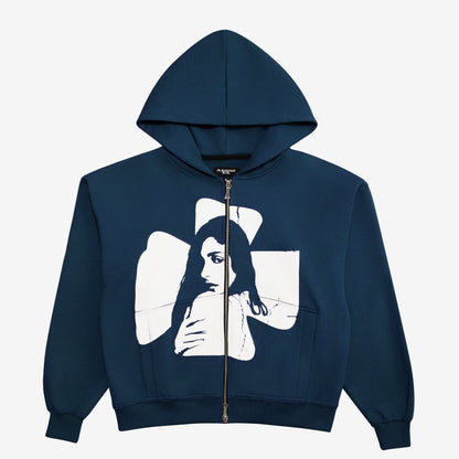 Cross Zip Hoodie Grey