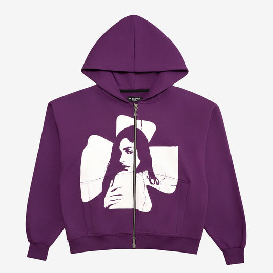CROSS ZIP HOODIE DARK PURPLE