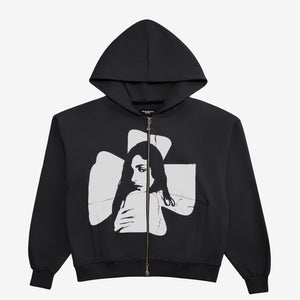 Cross Zip Hoodie Grey