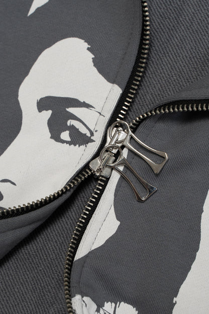 Cross Zip Hoodie Grey