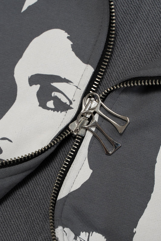 CROSS ZIP HOODIE SMOKE GREY