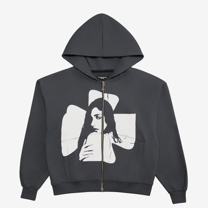 Cross Zip Hoodie Grey