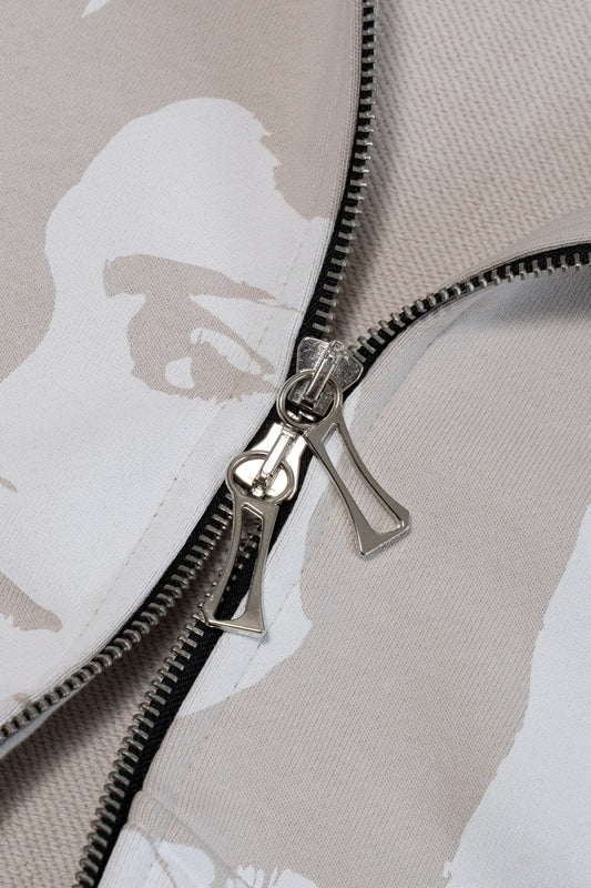CROSS ZIP HOODIE LIGHT BEIGE