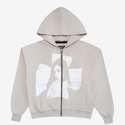 Cross Zip Hoodie Grey