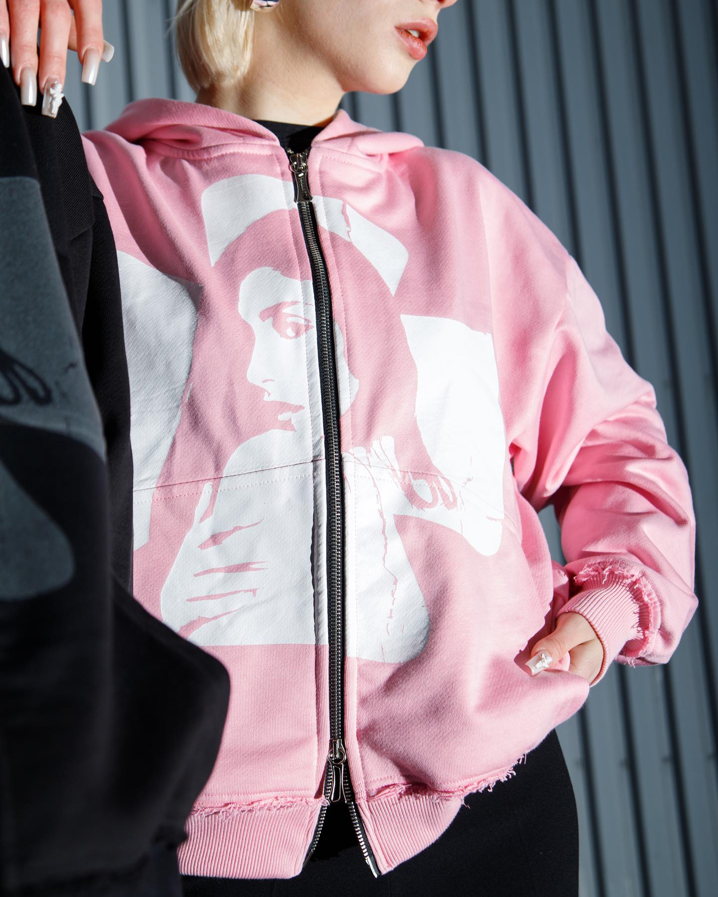 CROSS ZIP HOODIE CANDY PINK
