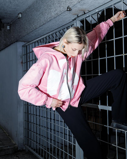 CROSS ZIP HOODIE CANDY PINK