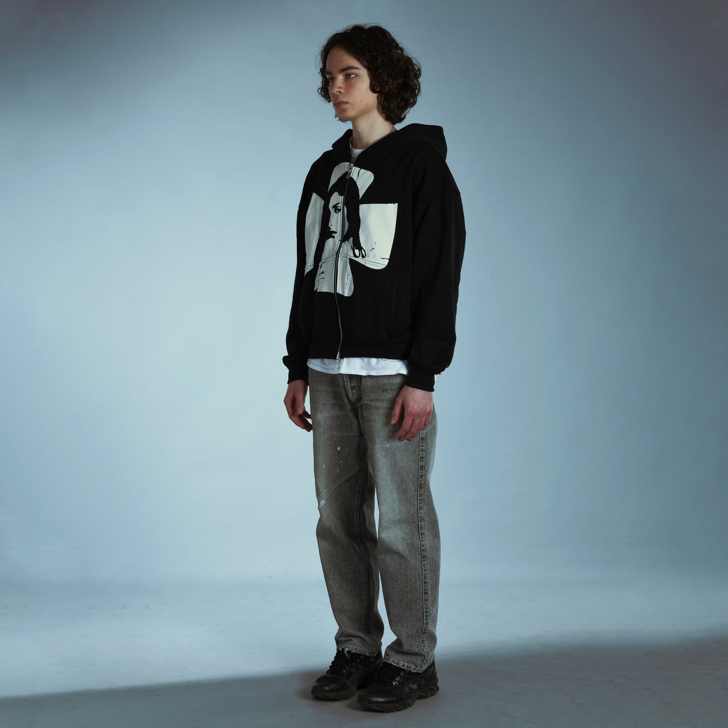 Cross Zip Hoodie White